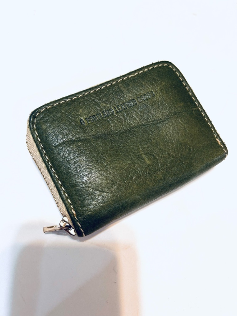Portland Leather Goods Rustic Olive Green Zip Wallet